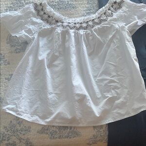 Old Navy White Blouse with Black Embroidery